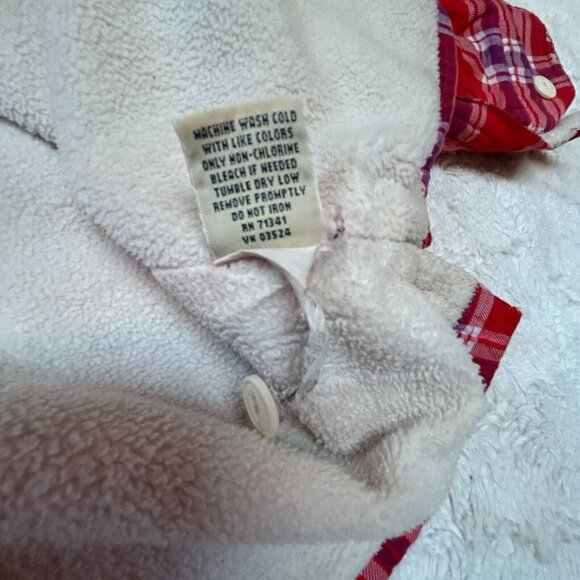 L.L. Bean Womens Button Fleece-Lined Flannel Shirt Jacket Large Red Plaid Casual - Picture 8 of 9